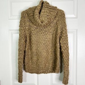 Vintage Vivienne Tam Cowl Neck Chunky Knit Sweater in Camel Women’s Sz S